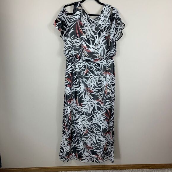 Nine West off shoulder maxi black white red sz 12 D1 - Picture 6 of 10